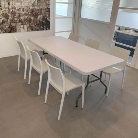 Table Pliante Banquet 200 x 90 cm, HDPE blanc