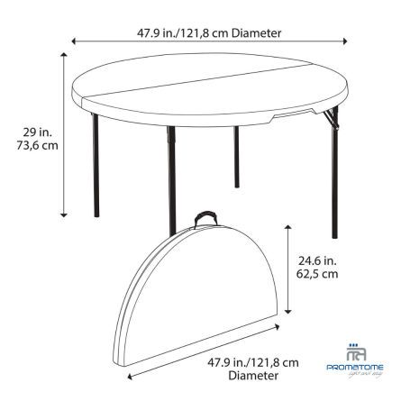 Table pliante Ronde, diamètre 122cm