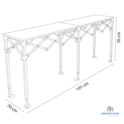 Dimension comptoir pliant en Acier 191 x 70 cm