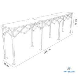 Dimension comptoir pliant 286 x 70 cm