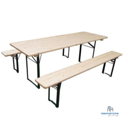 Ensemble Set Brasserie 220x70cm - 1 Table + 2 Bancs