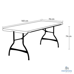 Afmetingen opklapbare bankettafel 183 x 76 cm
