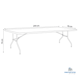 Dimension table pliante banquet 244 x 76 cm HDPE blanc