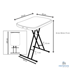 Dimension table pliante élection 66 x 46 cm