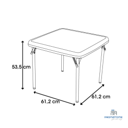 Dimension table pliante HDPE Enfant 61 x 61 cm