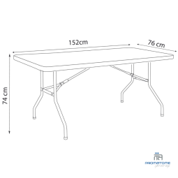 Dimension table pliante 152 x 76 cm HDPE Blanc