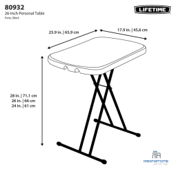 Dimension table pliante élection 66x 46 cm