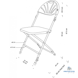 Dimensions schéma Chaise pliante Opale M2