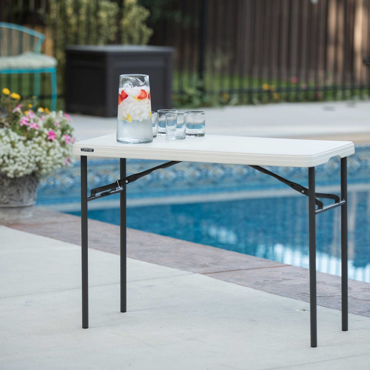 Table pliante rectangulaire 100x50 cm, HDPE beige Nesting