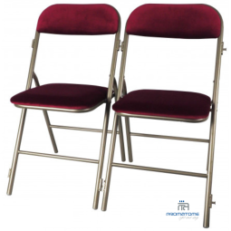 Chaise pliante Rubis velours grenat et or M1 accroche double