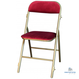 Chaise pliante Rubis velours grenat et or M1