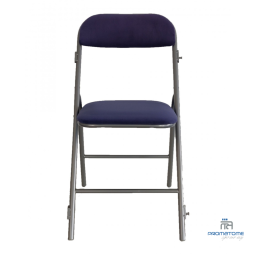 Chaise Pliante professionnelle velours Rubis M1 Bleue et argent