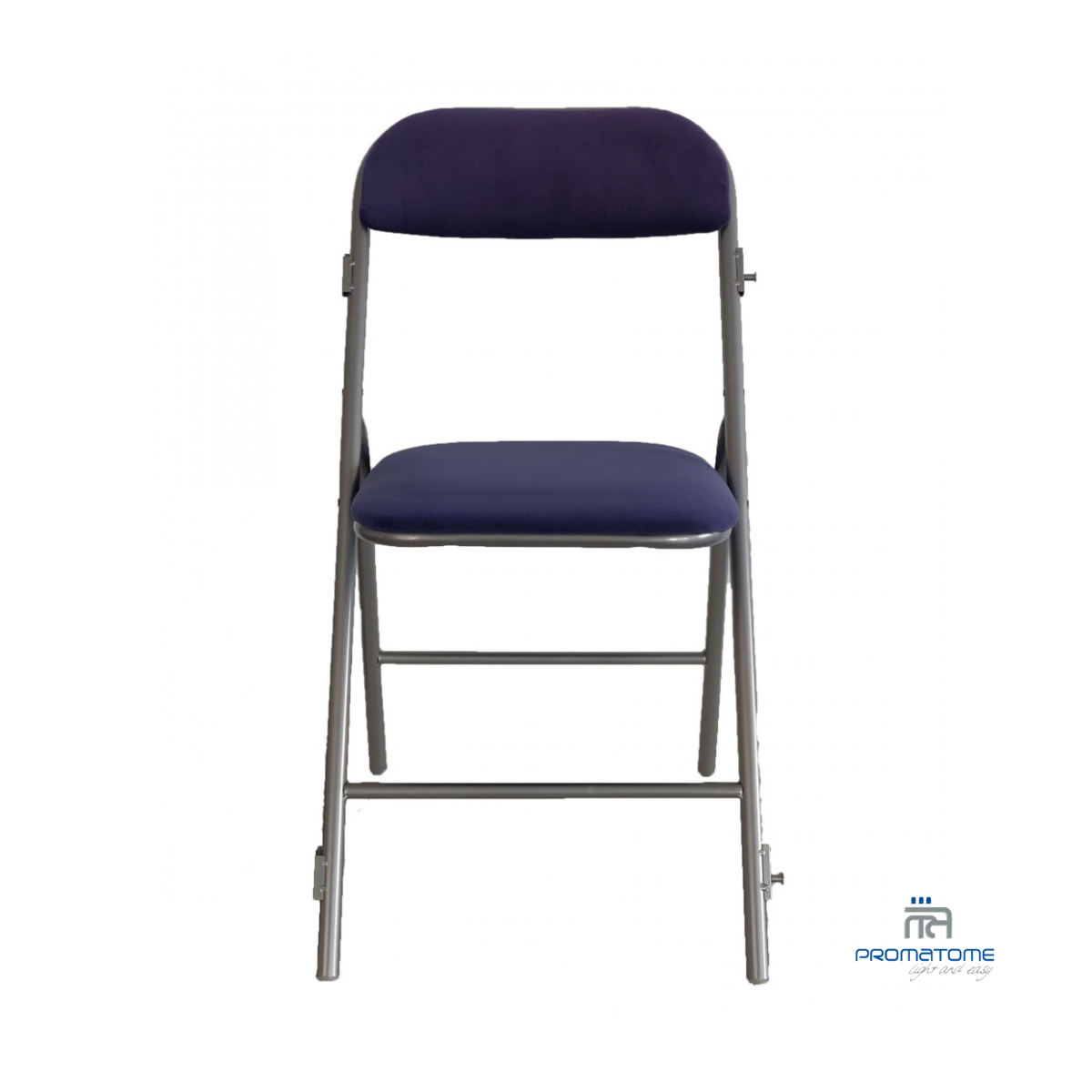 Chaise Pliante professionnelle velours Rubis M1 Bleue et argent