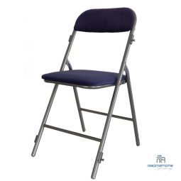 Chaise Pliante velours Rubis M1 Bleue et argent