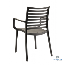 chaise polypropylène à latte et accoudoirs anthracite