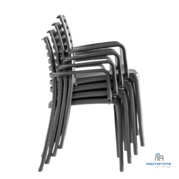 Chaise Sunday avec Accoudoirs anthracite empilée