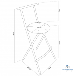 Dimension tabouret Haut Pliant Noir