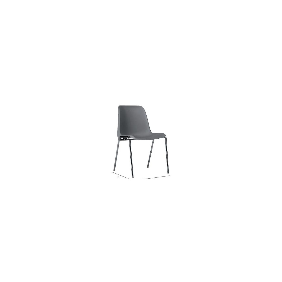 Chaise coque empilable Hélène M4 gris anthracite