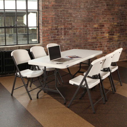 Table pliante 183 x 76 cm - Plateau 5,5 cm HDPE blanc Couleur Blanc